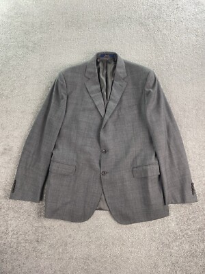 Polo Ralph Lauren Suit Jacket 46 R Gray Wool Glen Plaid Luxury Designer Bedford