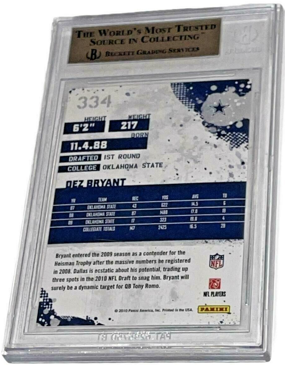DEZ BRYANT 2010 SCORE FOOTBALL CARD #334 BGS 10 PRISTINE RC DALLAS