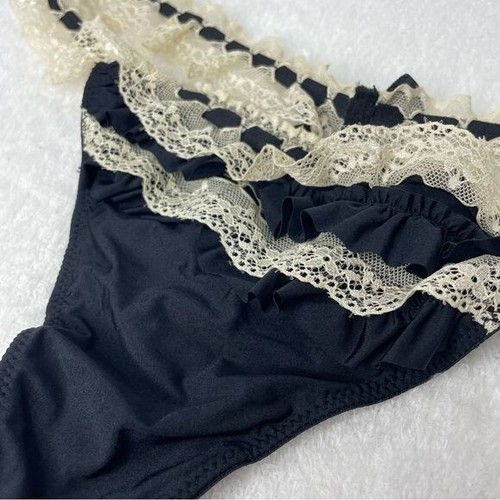 NWOT Jezebel Black with Lace Trim String Thong size L - Picture 3 of 6