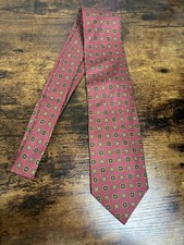 Brooks Brothers Dark Red Tie With Geometric 100 Silk Men's Necktie 60"