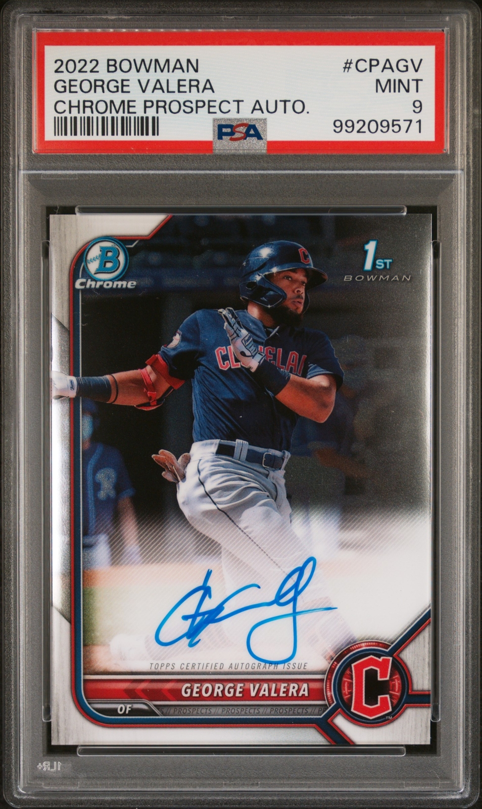 2022 Bowman George Valera Chrome Prospect Auto PSA 9 #CPAGV CLEVELAND GUARDIANS