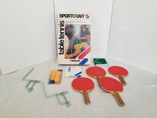 Set Of Vintage 1972 Sport Craft Ping Pong Table Tennis Paddles Net Balls