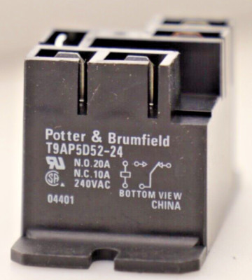 Potter & Brumfield T9AP5D52-24 General Purpose Relay 24 vdc coil 20 Amp 240 vac