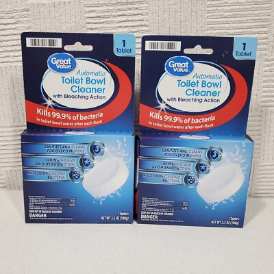 Great Value Automatic Toilet Bowl Cleaner Tablet Kills 99.9% Germs 2 Tablets