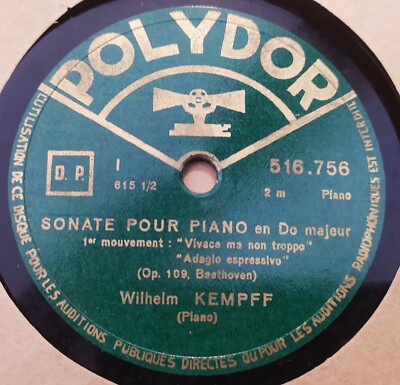 SET 2 X 12'' 78RPM WILHELM KEMPFF - SONATE BEETHOVEN 1936 seltener französischer POLYDOR 