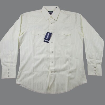 Wrangler Men's XL Long Sleeve Western Snap Shirt - Cream/Ivory