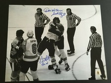 TERRY O'REILLY / DAVE SCHULTZ 16X20 DUAL AUTOGRAPH FIGHT PHOTO  C.O.A.
