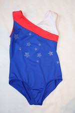 Cat  Jack Girls' Gymnastics Patriotic Silver Stars Leotard Sz XL 14 NWT