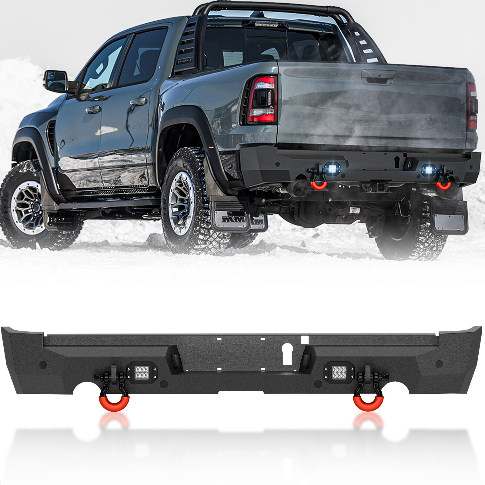 2021-2024 Dodge Ram 1500 TRX Rear Bumper with Sensor Holes & License Plate Lights