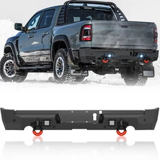 Rear Bumper W/ Sensor Holes&License Plate Lights For 21-2024 Dodge Ram 1500 TRX