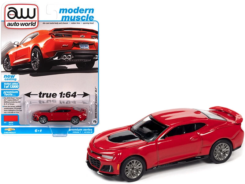1 64 Auto World 2018 Chevrolet Camaro ZL1 Diecast Model Car Red