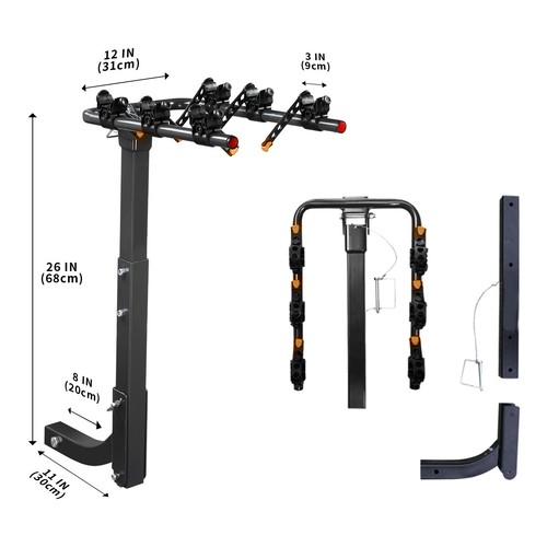 IKURAM Bicycle Bike Carrier Car Rack Hitch Mount Anti Rattle