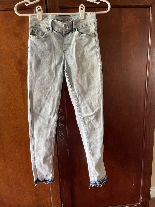 justice girls jeans size 12 slim lt blue distressed