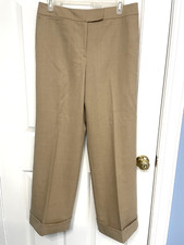 NWT Vintage Talbots Ladies Tan Italian Stretch Wool Blend Trousers - Size 8P