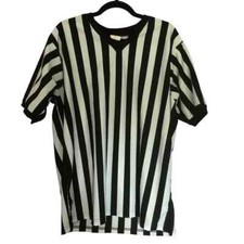 Vintage Majestic Referee Black  White Striped Top size XL Sports Halloween