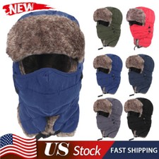 Winter Cold Weather Ushanka Russian Ski Hunting Hat with Earflaps Windproof Mask