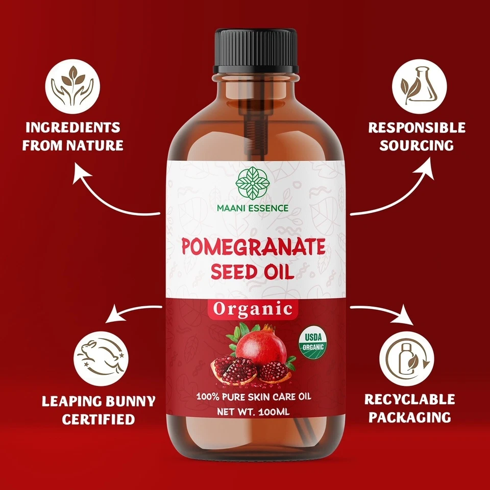 ACEITE DE SEMILLA DE GRANADA ORGÁNICO GRANDE 100 ML 100 % PURO Y NATURAL NO HECHO TRANSGÉNICO EE. UU. Foto 2 de 3