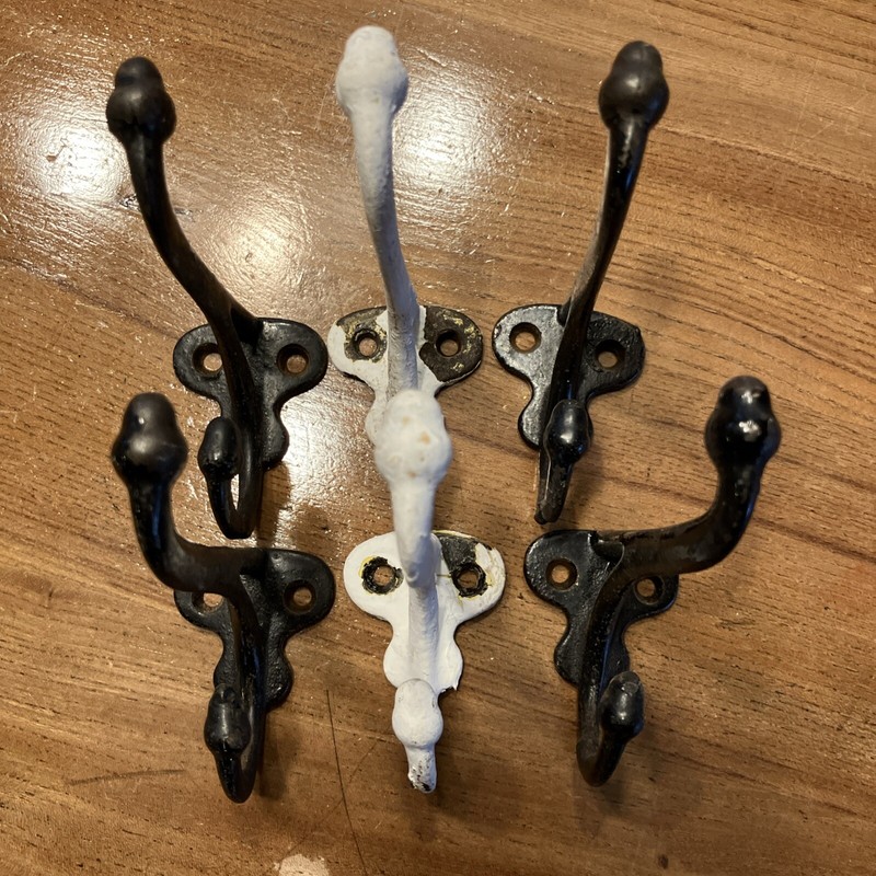 Antique Black Coat Hooks X6