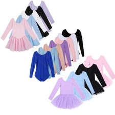 Kid Girls Long Sleeve Ballet Dance Dress Fitness Gymnastics Wear Leotard Costume