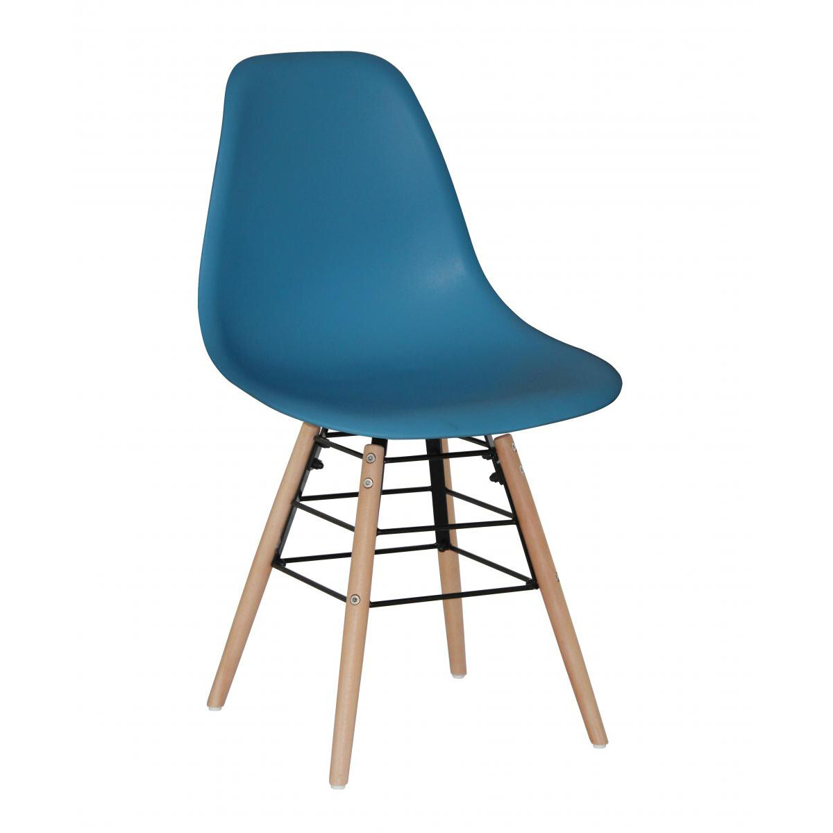 Blue Plastic Chairs Small Plastic Seat Wooden Legs x 4