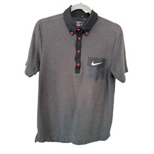 Nike Golf Dri-FIT Sport Polo Shirt Button Down Gray Short Sleeve Pocket