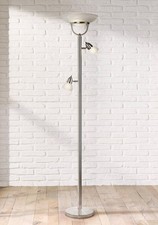 3-in-1 Modern Torchiere Floor Lamp 70" Tall Brushed Nickel 3-Light Living Room