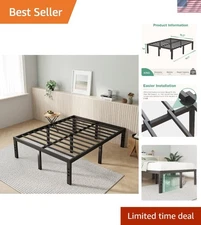 Luxurious King Size Bed Frame - 14 Inch Heavy Duty Metal with Storage Space