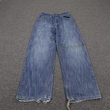 Southpole Jeans Youth 12 Blue Wide Leg Relaxed Denim 26x25 Ripped Embroidered