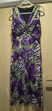 Bon Marche David Emanuel Zebra Floral Print Sleeveless Dress UK Size 14