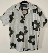 OAS Meadow Cuba Terry Shirt Men's Large L Shirt Short Sleeve Bath Swim Green