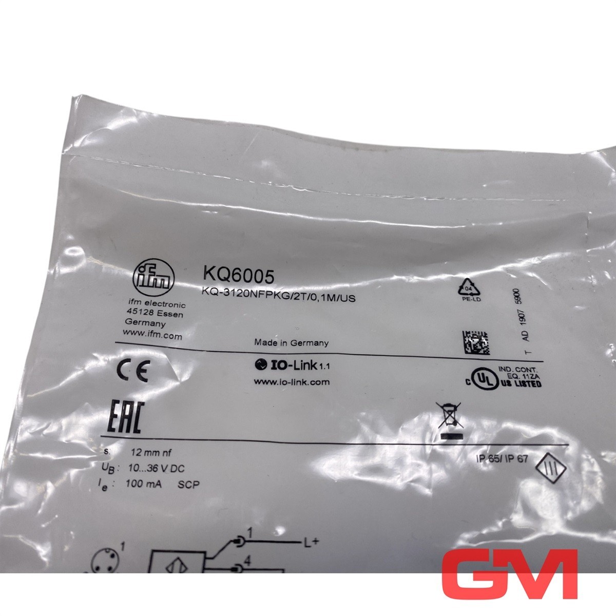 Ifm Capacitive Sensor KQ-3120NFPKG/2T/0.1M/US KQ6005 Capacitive Sensor