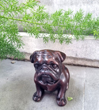 Dog Pug Puppy Figurine Seated Resin Decor Owner Animal Lover Brown Gift Small 3"