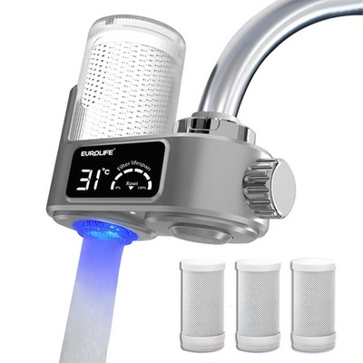 Faucet Mount Water Filter, Model EL-LS-A21, Gray