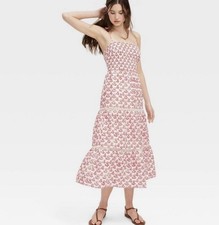 NWT ROLLER RABBIT x TARGET 100% COTTON RED FLORAL SMOCKED TIERED MAXI DRESS XL
