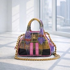Vivienne Westwood Mini Yasmine Check Mohair Chain Bag F/S JP