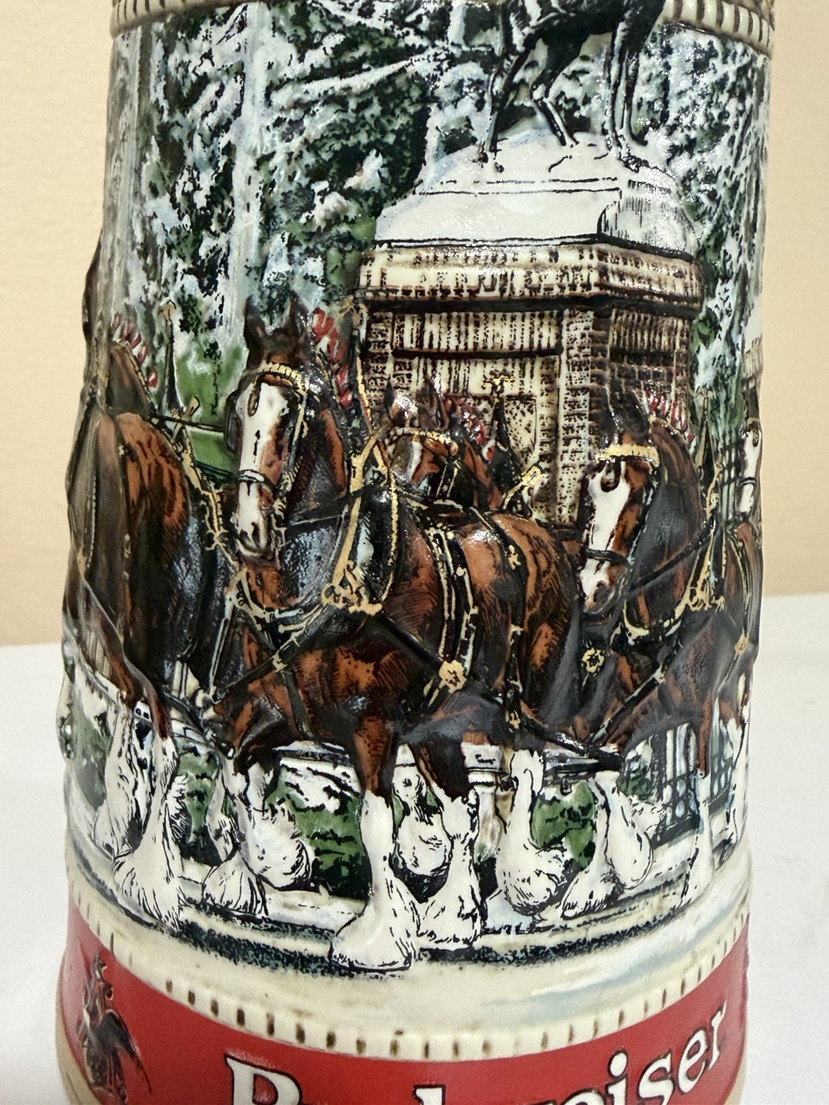 1987 Budweiser Clydesdale Collector Holiday Beer Stein "C" Series Anheuser Busch image 4