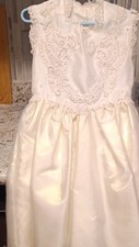 Girls White Lace Formal Dress w/ Bow, Size 8 - Flower Girl First Communion