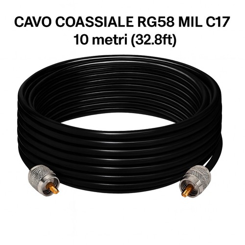 MATASSA CAVO COASSIALE RG58U CON PL259 CONNETTORI CABLATO MADE IN ITALY - Zdjęcie 3 z 8