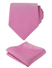 Mens Solid Color Tie with Pocket Square 3.15inches Necktie Set 140-magenta