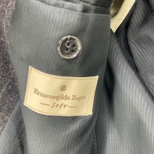 Ermenegildo Zegna Blazer Men EU 50 US 40R Grey Windowpane Wool Silk Sport Coat