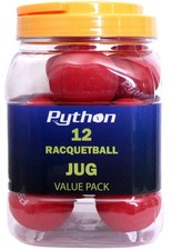 Python Red Racquetballs Value Pack - 12 Ball Jug/Lightning Fast 