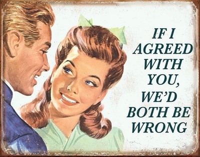 If I Agreed With You We'd Both Be Wrong funny retro metal sign, rectangle