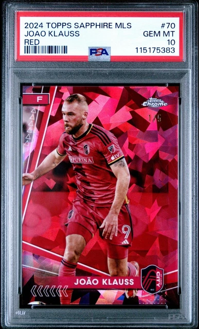2024 Topps Sapphire MLS Joao Klauss Red Parallel /5 Card #70 PSA 10 St. Louis!