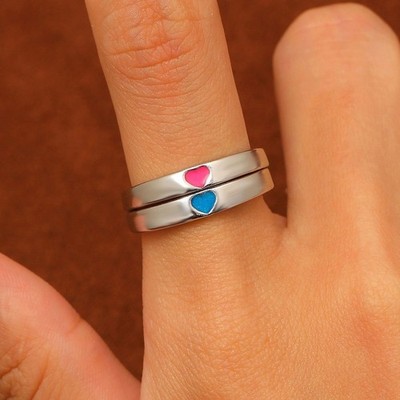 Für Damen Glow in the Dark verstellbarer Ring mit Herz Stern Design Legierung