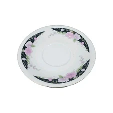 Fine China Tea Cup or Bowl Saucer Plate China White Black Pink Green