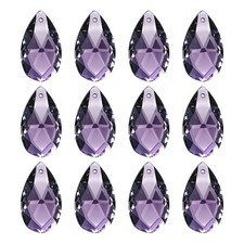 K9 Crystal Pendants Teardrop Beads, 12 Pack 28mm Chandelier, Dark Purple