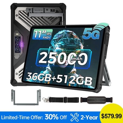 OUKITEL RT10 Rugged Tablet Android 15 25000mAh 11'' 5G Waterproof 36GB+512GB/2TB