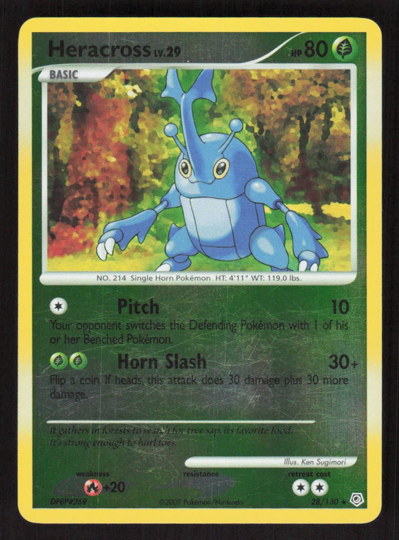 Pokemon TCG Diamond and Pearl Reverse Holo Heracross #28/130