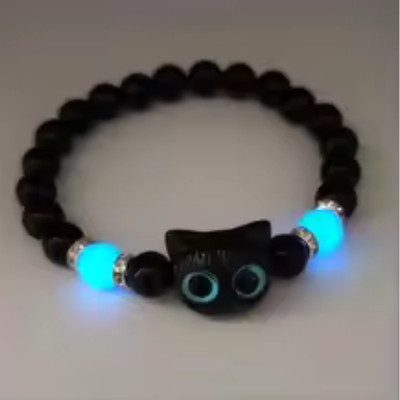Matching Glow in Dark Cat Bracelets for Couples Men Women Friendship Gift Set