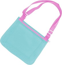 Colorful Mesh Beach Bag Adjustable Kids Quick Dry Net Tote Seashell Collecting